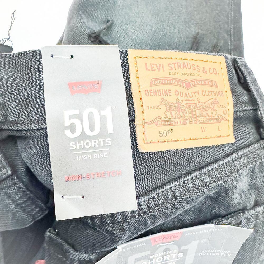 Levi's 501 High Rise Non Stretch Black Shorts Button Fly Denim Jeans SIze 28 NWT - Picture 4 of 8